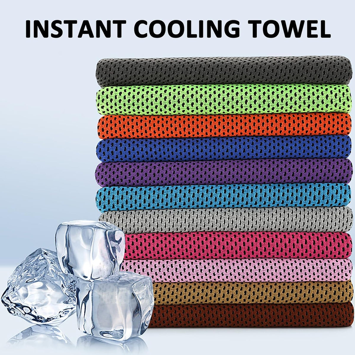 Peicees 10 Pack Microfiber Cooling Towels for Neck Sports Gym Workout Cooling Towel, Fast Drying Super Absorbent Compact Lightweight for Climbing Camping Travel Beach Swimming Backpacking