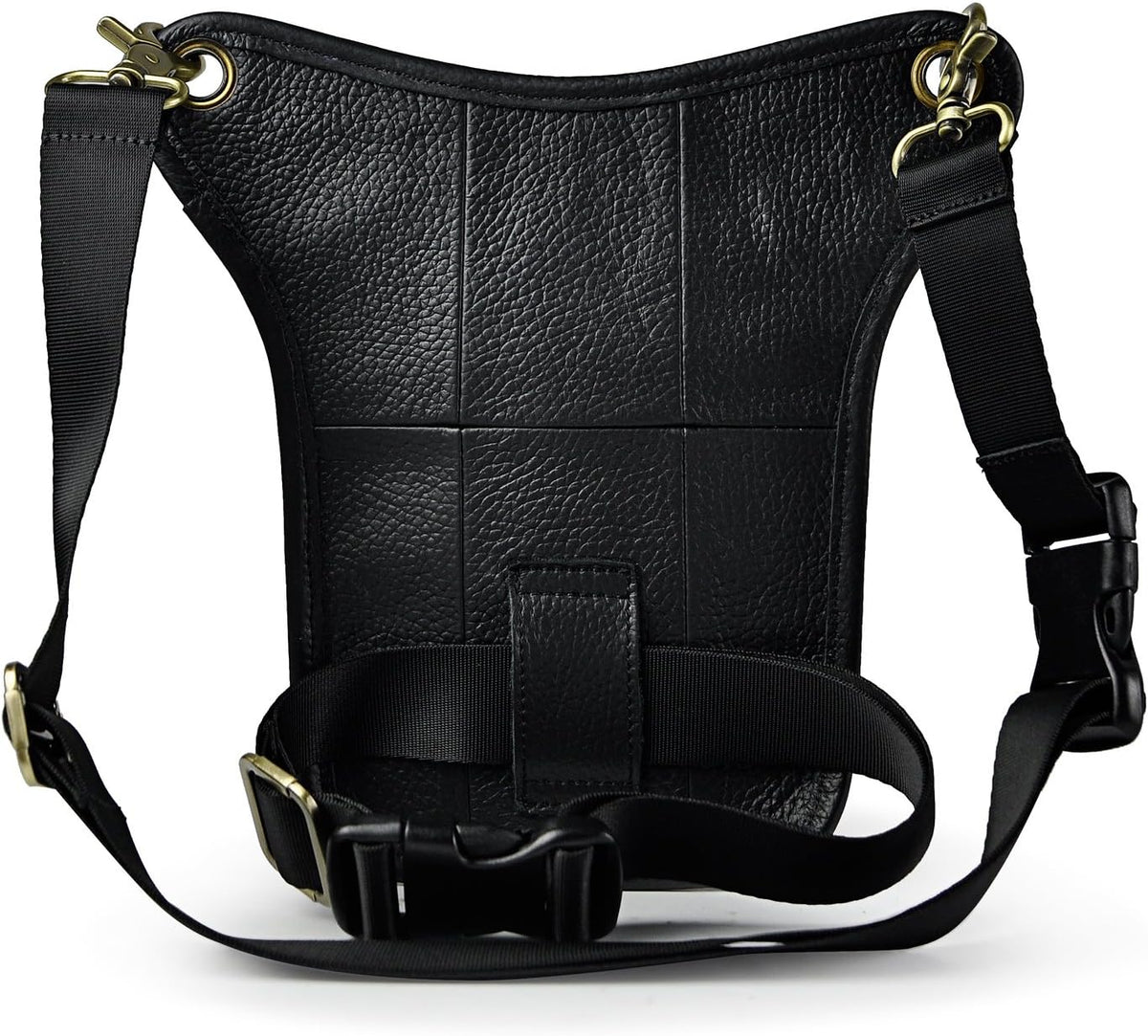 Le'aokuu Mens Genuine Leather Outdoor Sporting Hiking Waist Hip Pack Messenger Shoulder Drop Leg Thigh Bag Pouches For Women (211-5 01 Black)