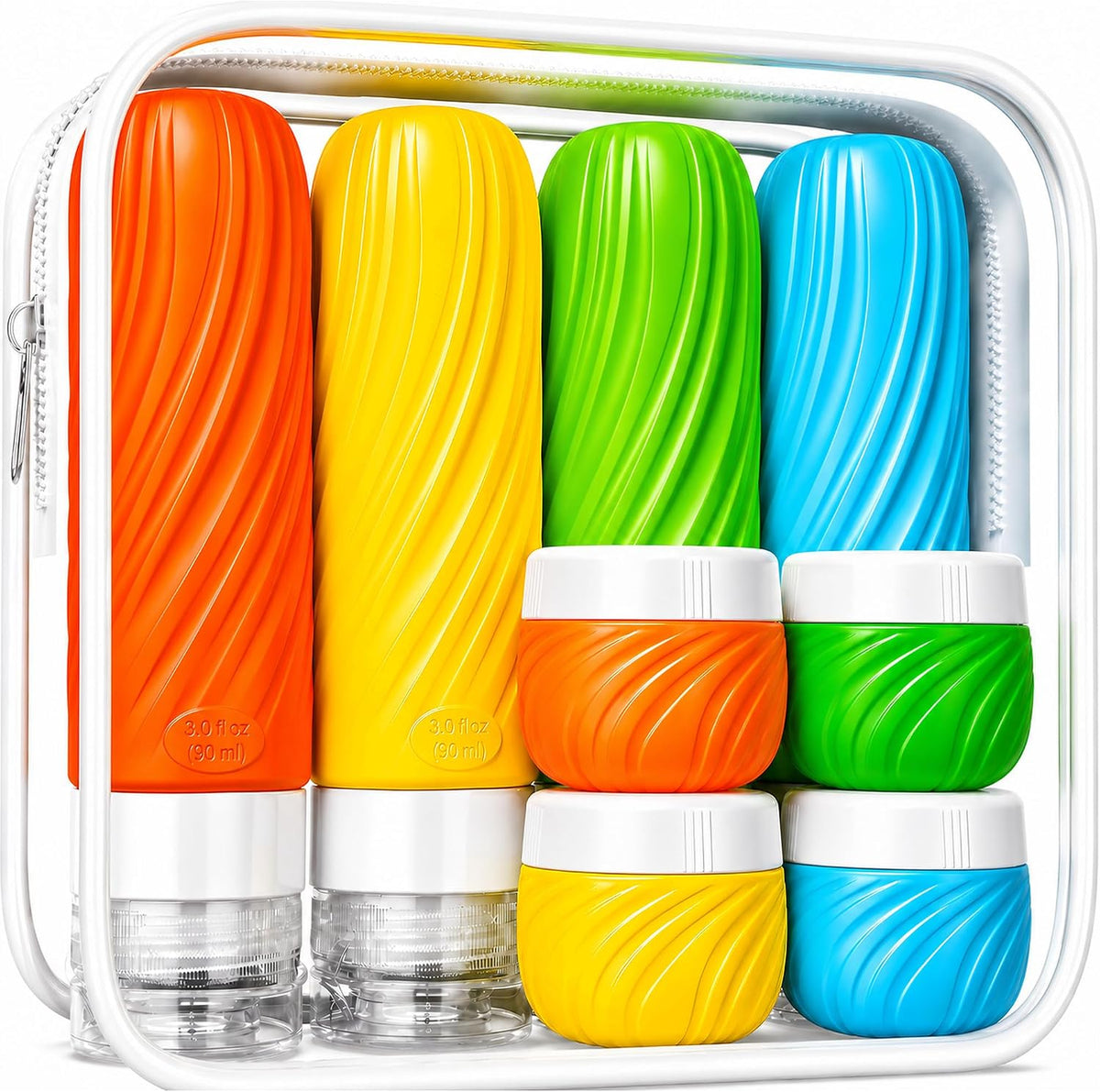 Travel Bottles for Toiletries,TSA Approved Silicone Travel Size Containers, Refillable Liquid Leak Proof Travel Shampoo and Conditioner Bottles for Women & Men, Airplane Carry On Essentials