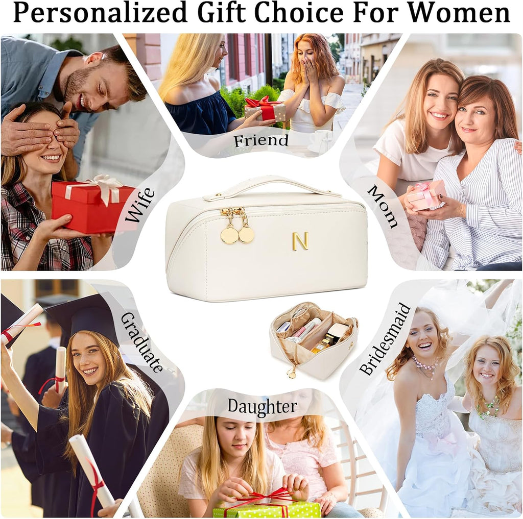 Initial Makeup Bag Personalized Gift for Women Teen Girls
