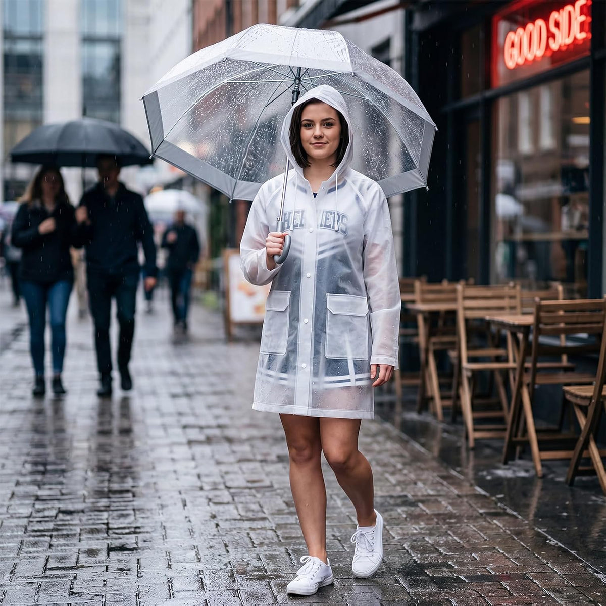 Janmercy Cheer Clear Rain Jacket with Detachable Hood