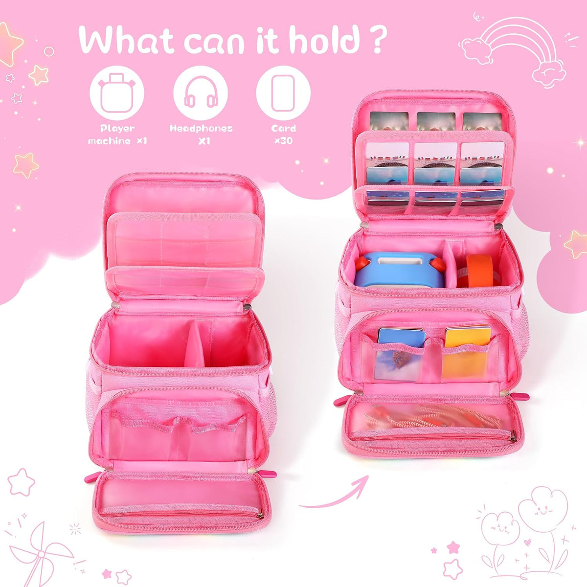 Carrying Case Fit for Yoto Player 3rd 4th Gen & Headphone,Holds 30 Cards