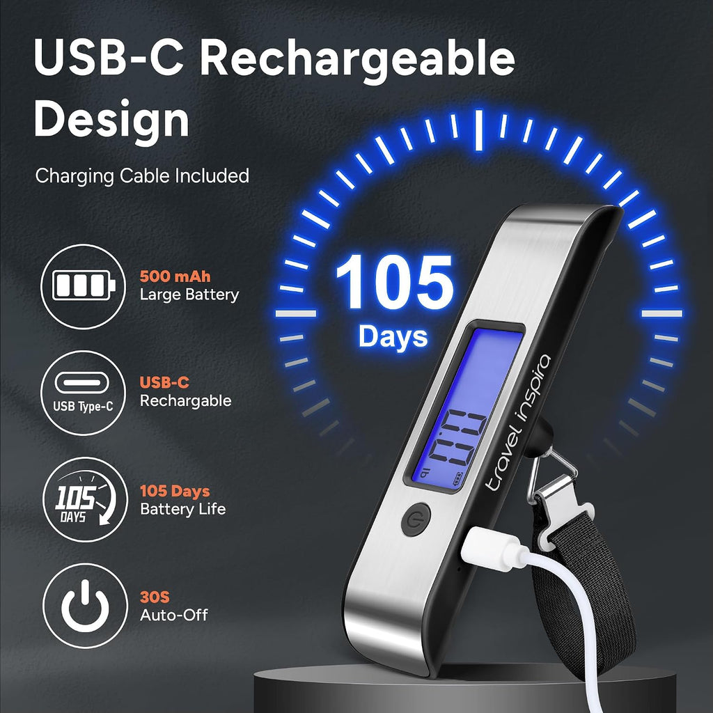 travel inspira Rechargeable Luggage Scale 110lb/50kg