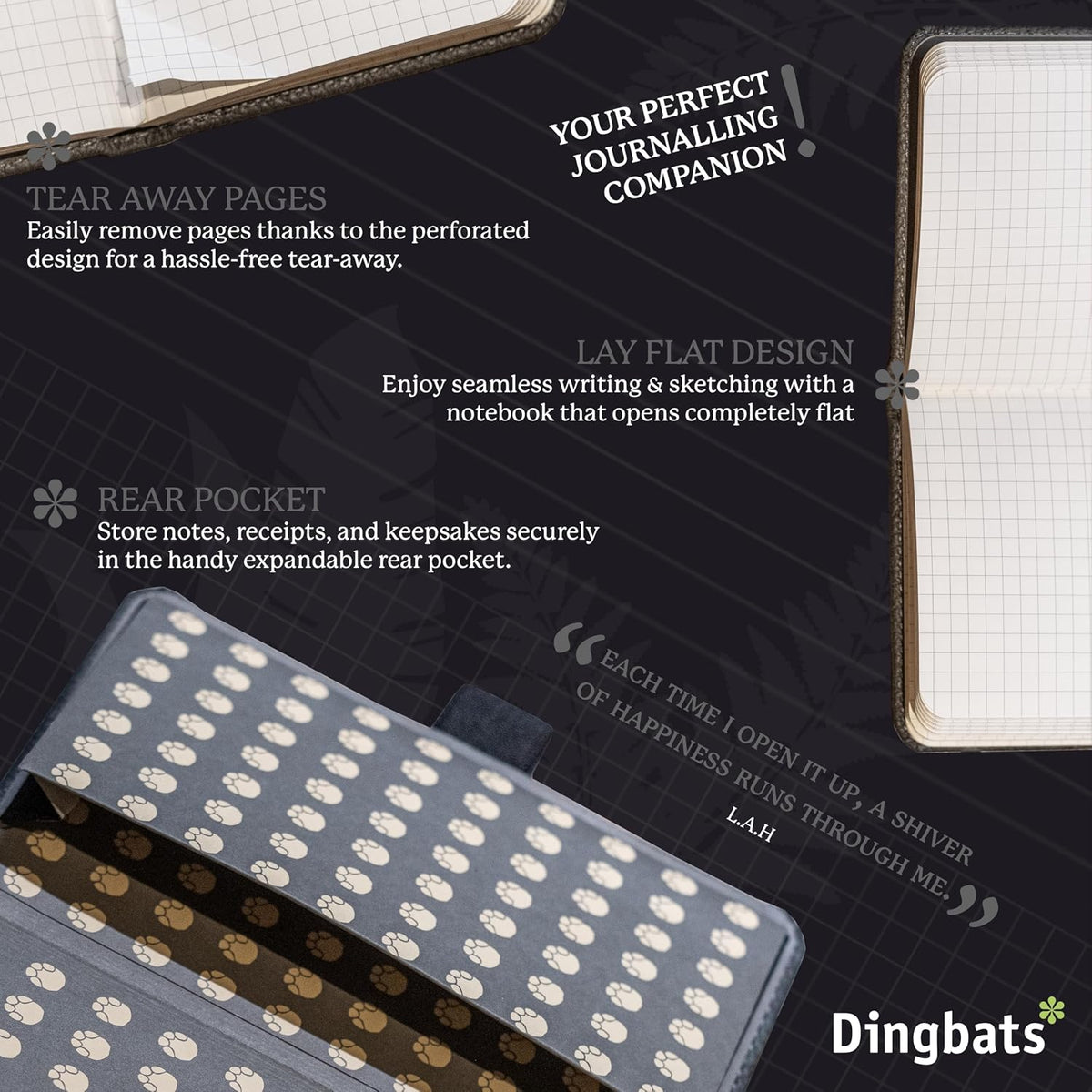 Dingbats* Wildlife A6 Lined Pocket Notebook - PU Leather Hardcover - Small Writing Journal for Work, Travel - Pocket, Elastic Closure, Bookmark