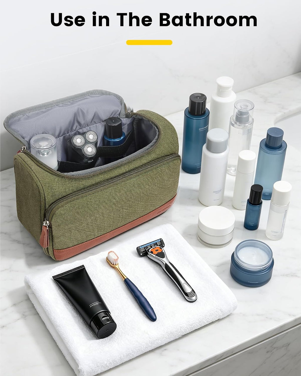 Vorspack Structured Canvas Travel Toiletry Bag for Men, Medium-Green