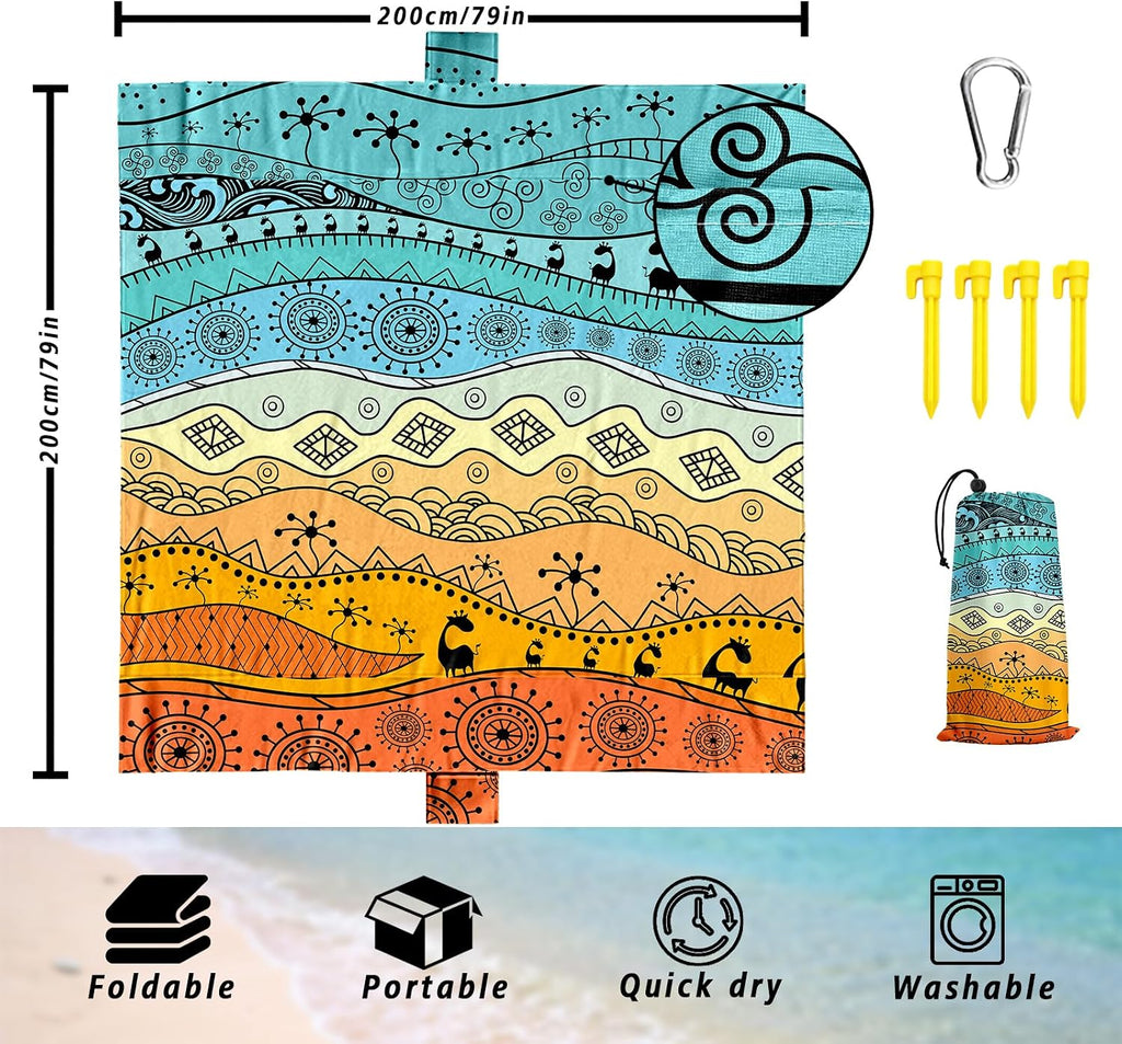 Waterproof Sandproof Beach Blanket Extra Large 79"x79"