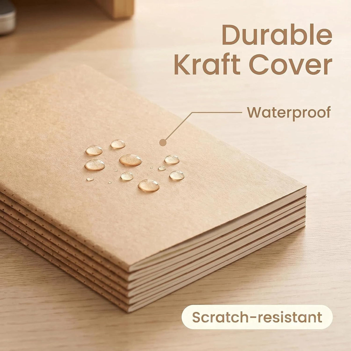 Mini Notebooks 3.5" x 5.5", Brown Kraft Pocket Notebook Bulk Set, 60 Pages Blank Paper Small Notepads, Composition Notebooks for School, Office, Travel, Work (12 Pack)