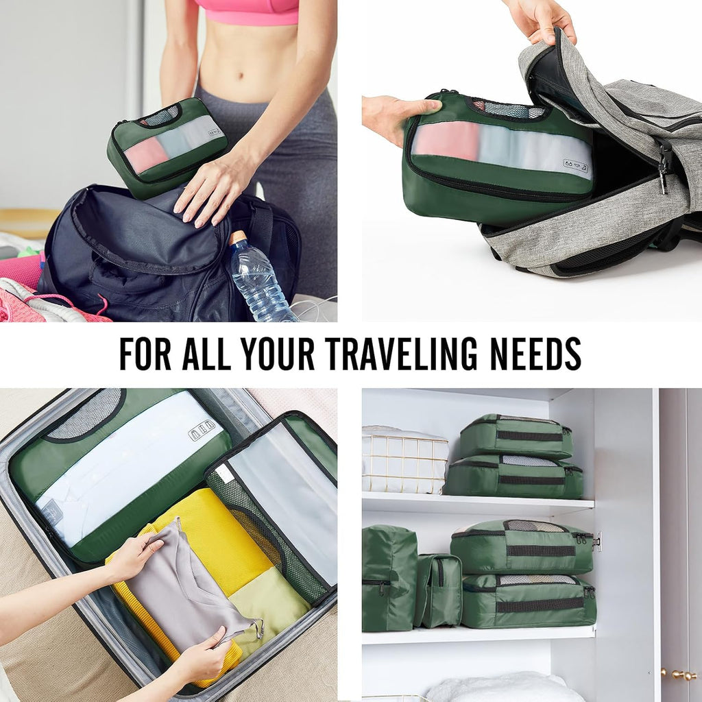 Veken 8 Set Packing Cubes for Travel Essentials, Suitcase Organizer Bags in 4 Sizes, Carry-On Luggage Accessories with Large Laundry & Hanging Toiletry Bag, Must-Have for Airplane, Road Trip & Camping