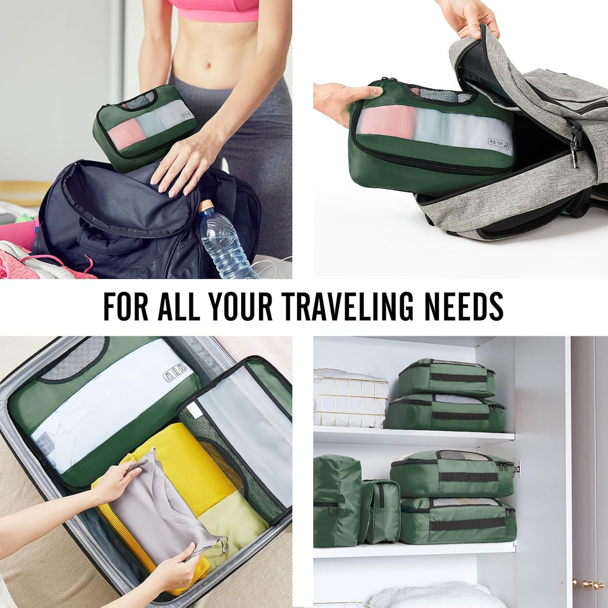 Veken 8 Set Packing Cubes for Travel Essentials, Suitcase Organizer Bags in 4 Sizes, Carry-On Luggage Accessories with Large Laundry & Hanging Toiletry Bag, Must-Have for Airplane, Road Trip & Camping