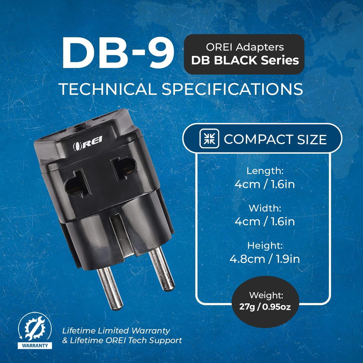 OREI Germany France Type E/F Travel Adapter Plug, 2-in-1 EU Outlet, 300 Pk