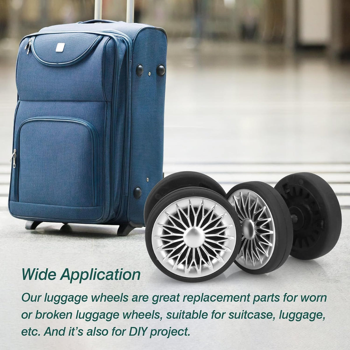8 Pcs Double Row Suitcase Replacement Swivel Wheels OD55mm Grey A28