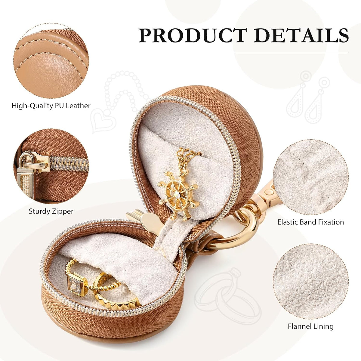 2 Pcs Portable Jewelry Ring Holder Boxs with Keychain