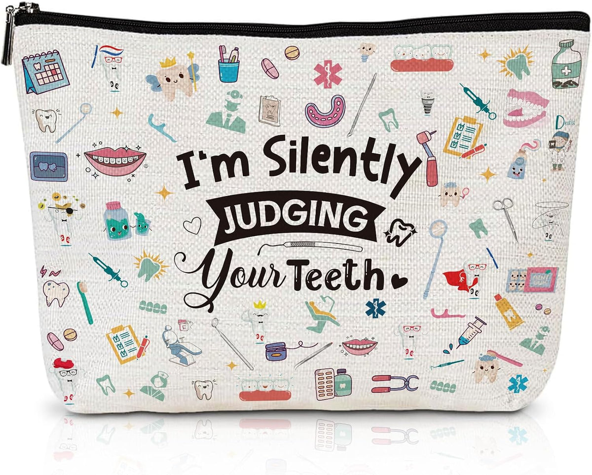 Dental Hygienist Gift for Women - Dental Assistant Gifts Makeup Bag, Dentist Gift Cosmetic Bag with Zipper, Dental Hygiene Appreciation Gifts, Dental Students Graduation Gifts