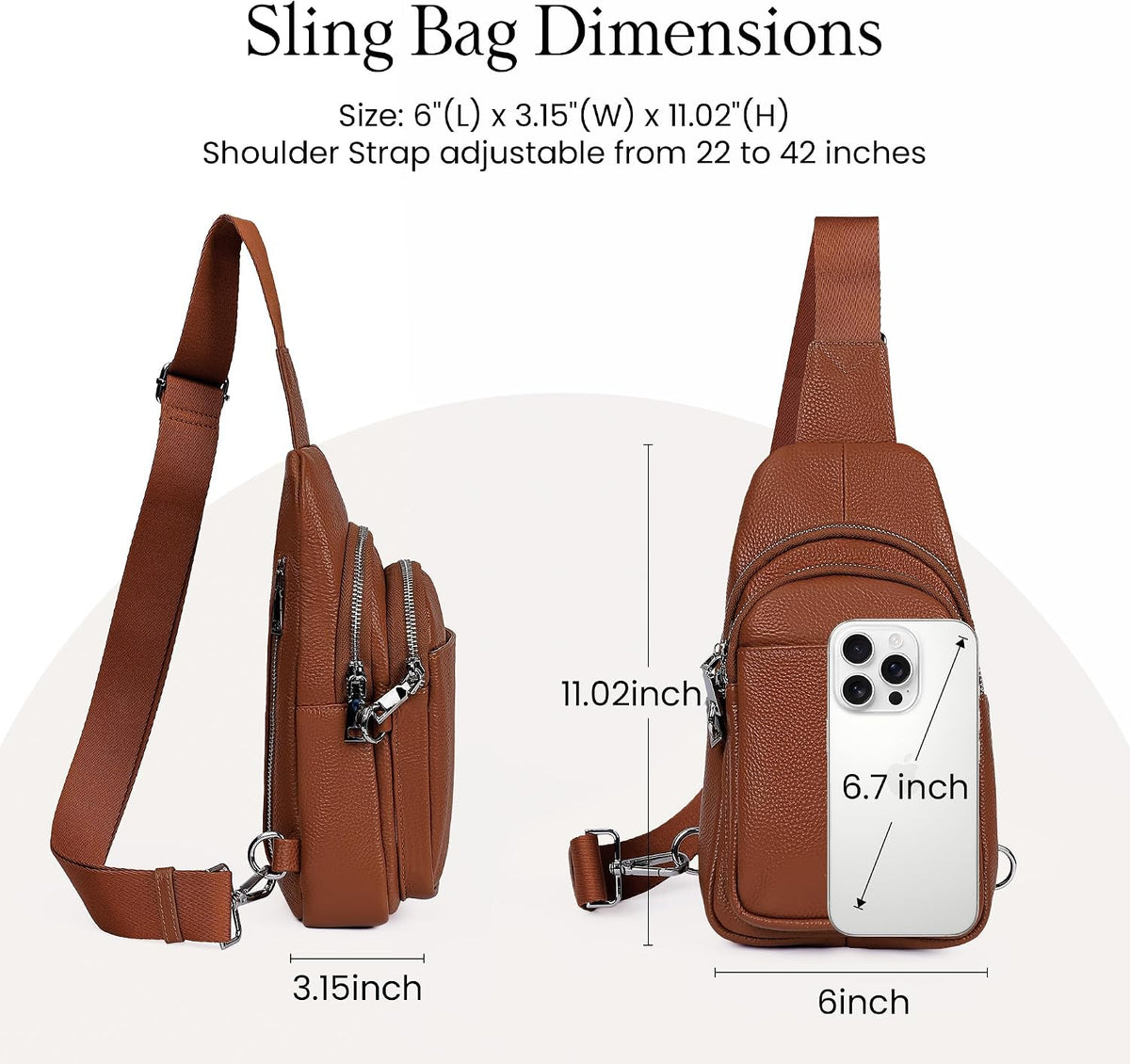 befen Genuine Leather Sling Bag for Women Anti-Theft Crossbody Chest Bags Fanny Packs for Travel with RFID Card Slots