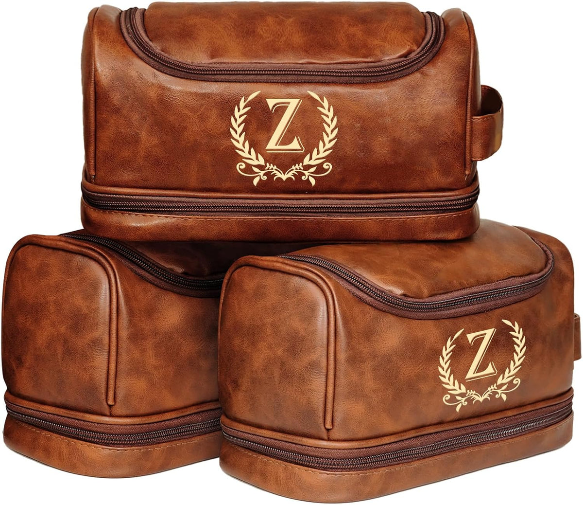 Mens Personalized Toiletry Bag, Gifts for Men, Custom Leather Mens Toiletries Travel Kit, Customize Shaving Bags, Men's Gift Ideas for Christmas, Anniversary, Birthday, Dad, Grandpa, Lover(Z)