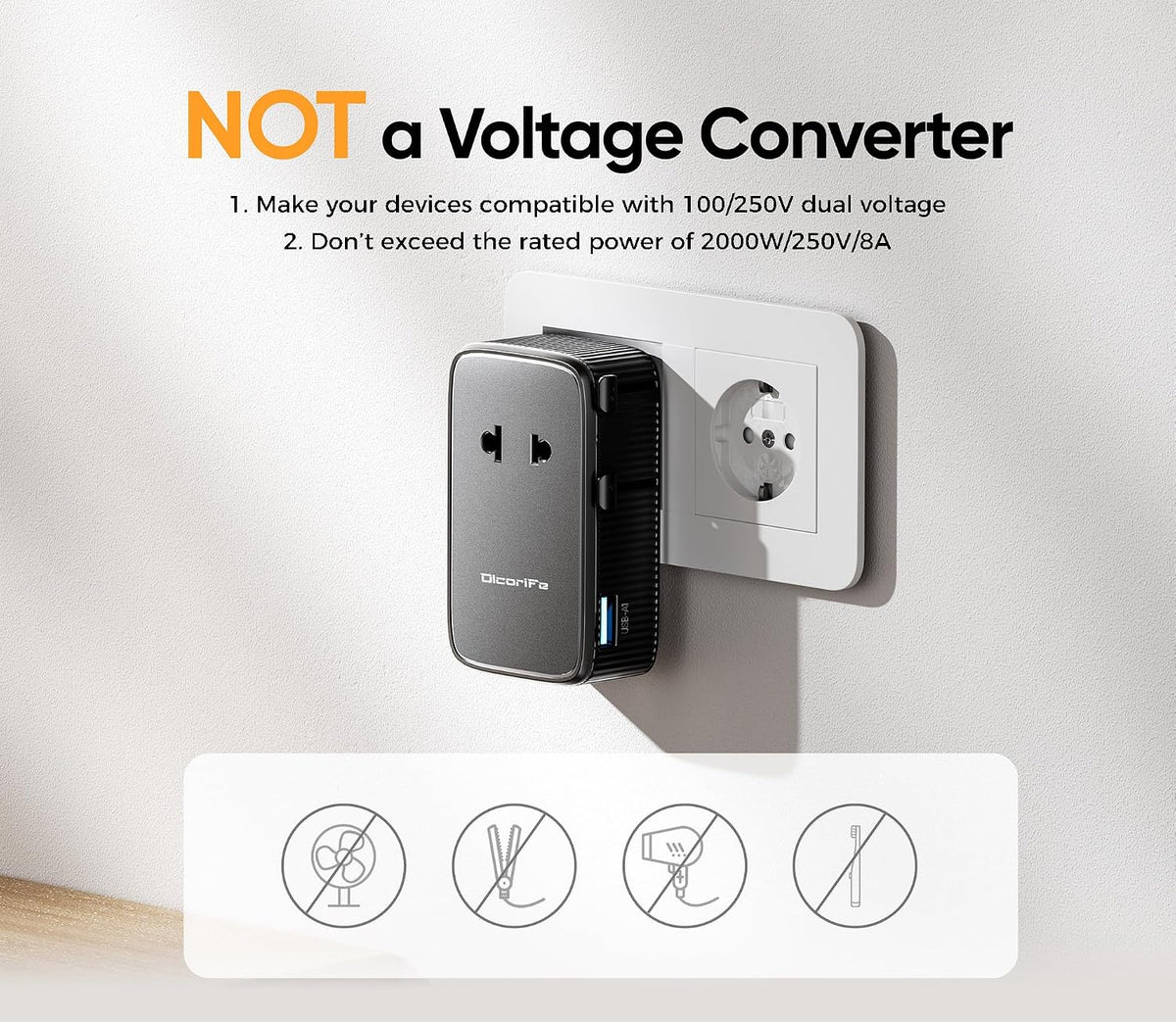 Olcorife Universal Travel Adapter PD25W, European Travel Plug Adapter with 3 USB, International Plug Adapter for US to EU UK AUS (Type-C/G/A/I), Black