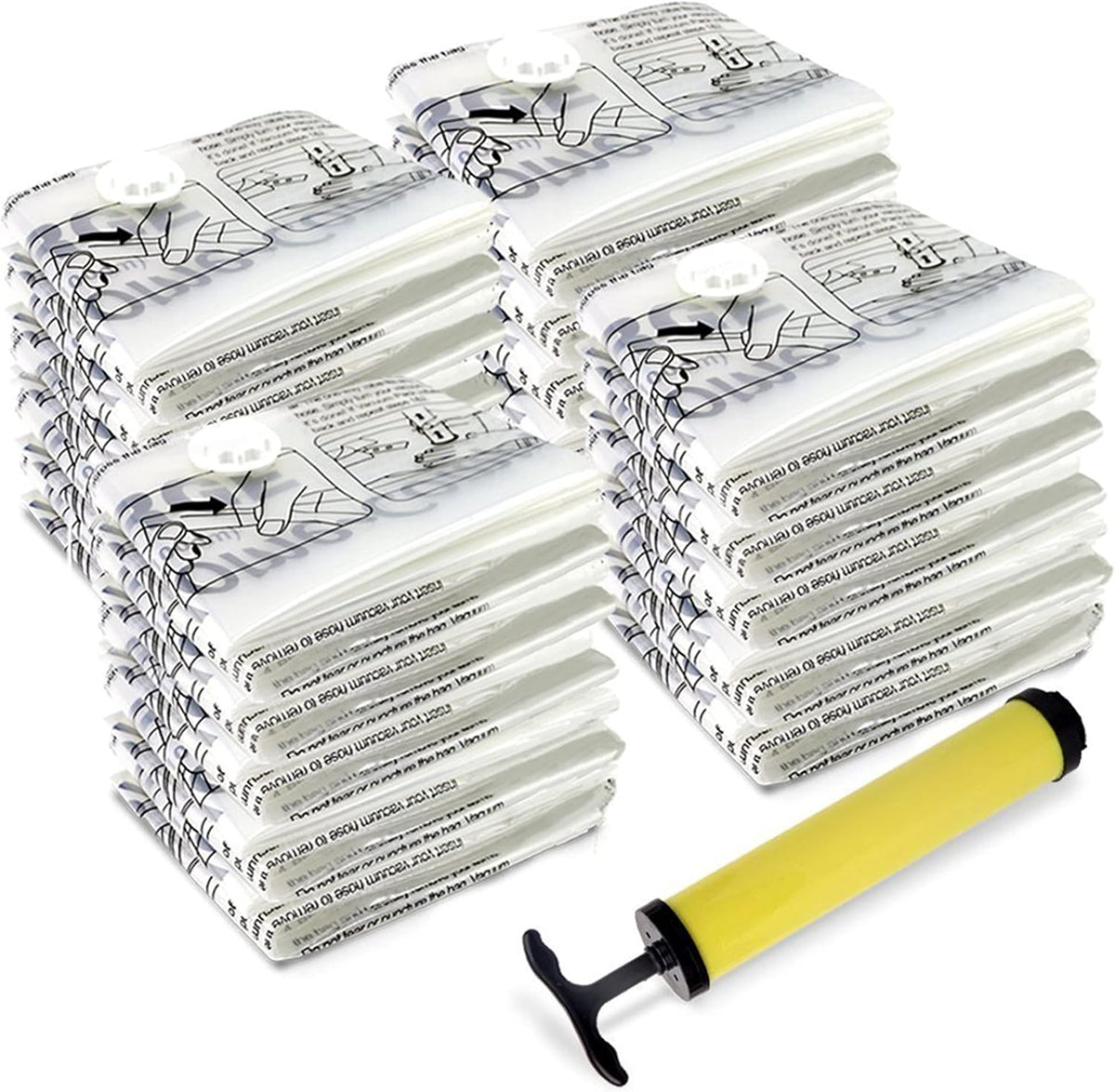 20 Vacuum Sealer Bags – Compression Bags for Travel, Clothes, and Blanket Storage – Airtight Space Saver Pouches in 4 Sizes and Pump by Everyday Home