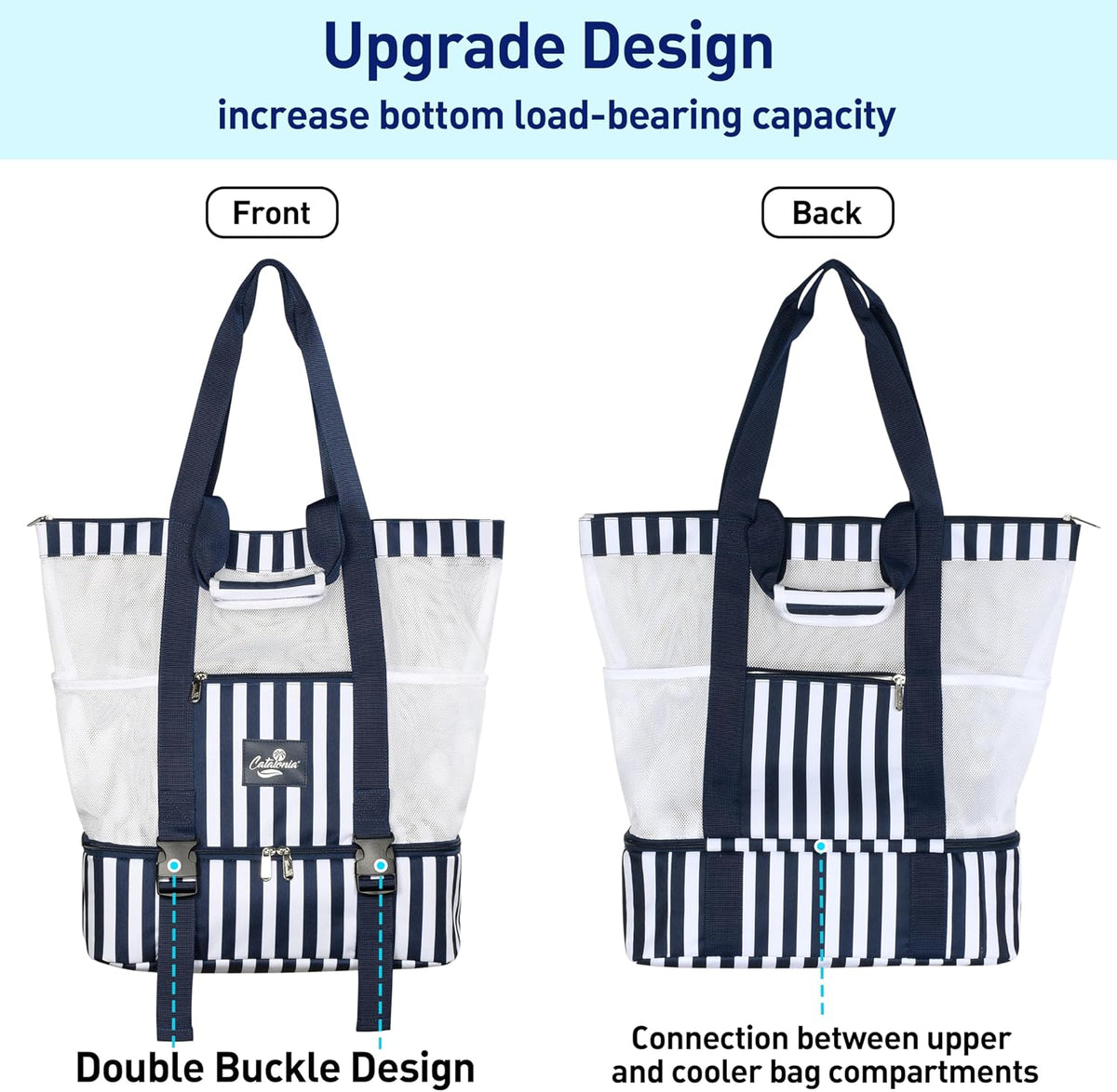 Catalonia Large Beach Tote Bag with Cooler Bag, Mesh Carryall for Women