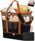 2-in-1 Mesh Beach Bag with Cooler for Women, Extra Large Beach Tote with Zipper, 11 Pockets, Adjustable Shoulder Strap