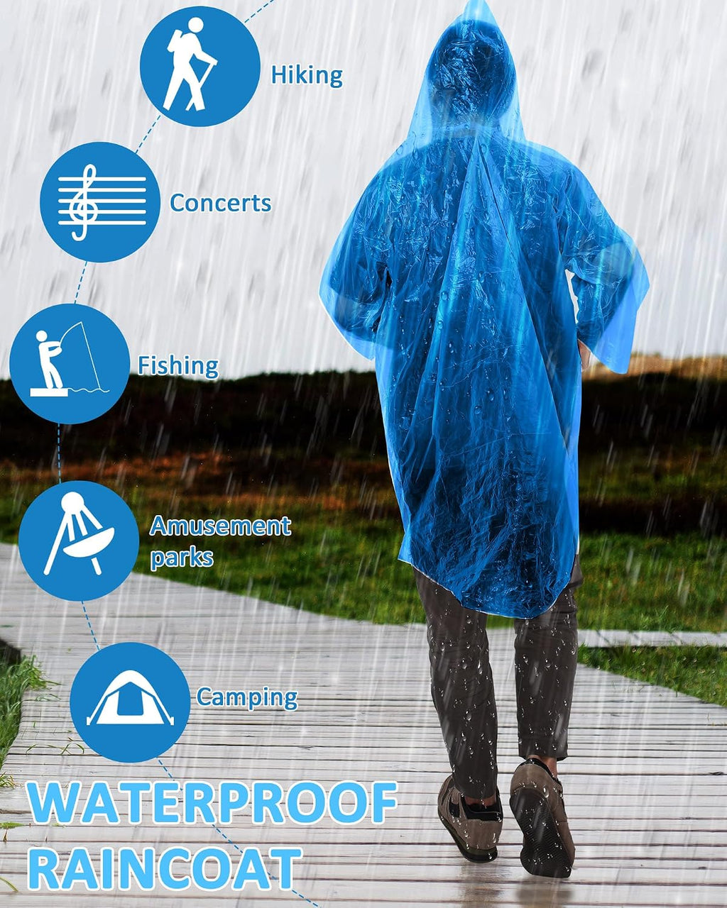 JaGely 120 Pack Disposable Rain Ponchos Bulk Adult Travel Gear