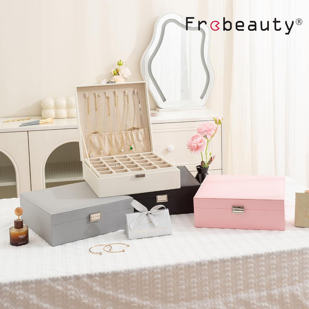 Frebeauty 50 Grid Earring Holder Organizer,2 Layer Jewelry Box for Women