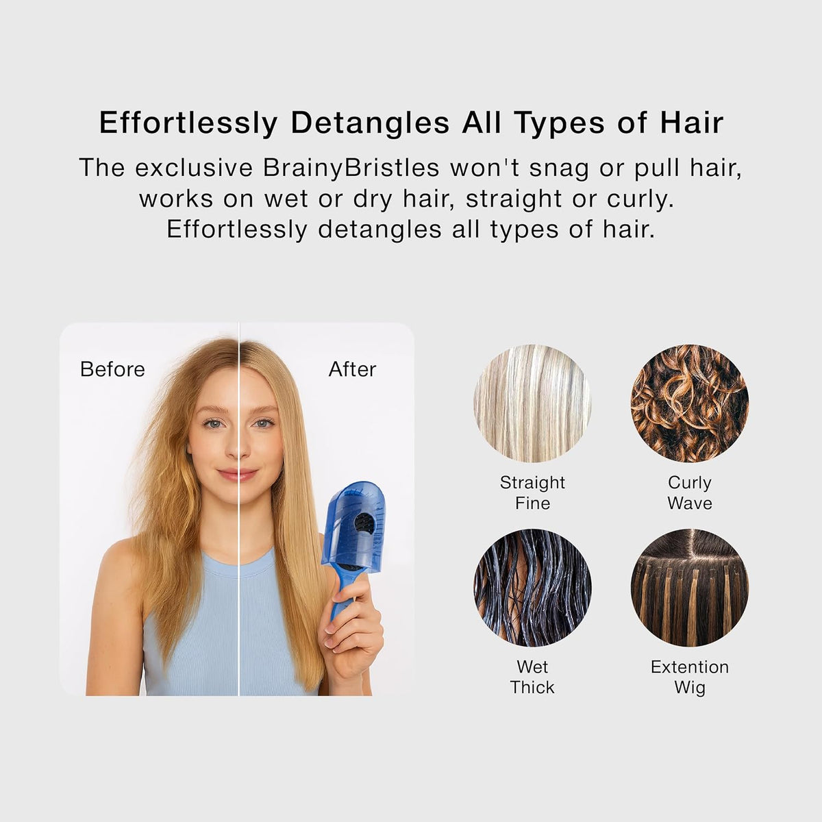 NuWay® Traveler® Patented Compact Hair Brush for Purse, Gym & Daily Carry - Gentle Detangling Brush for Wet or Dry Hair, Everyday Scalp Comfort (Dark Blue)