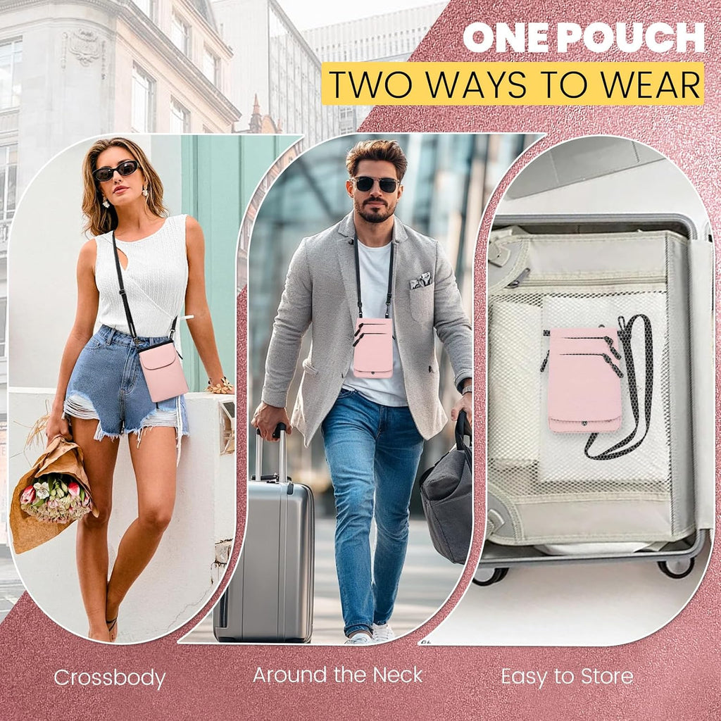 RFID Blocking Passport Holder for Travel Women Wallet Suit Single & Couples, Travel Essentials Neck Wallet with Adjustable Strap and Multi-Pocket Document Organizer Men for International Travelers