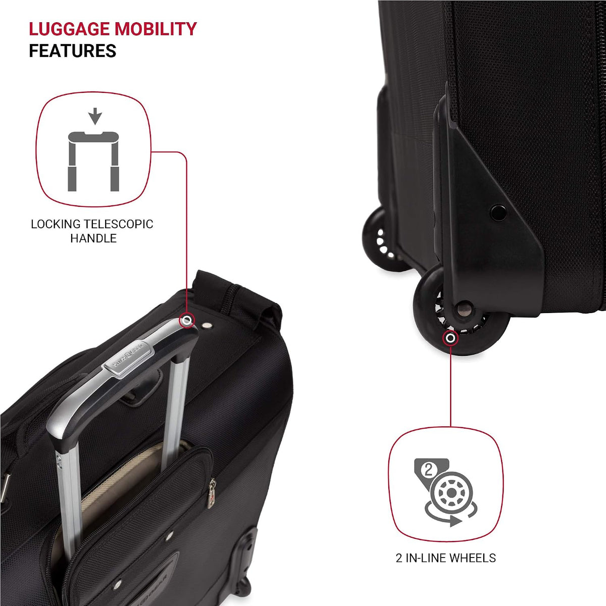SwissGear 7895 Premium Rolling Garment Bag, Bonus Hanging Feature, Men's and Women's, 24-Inch Luggage - Black