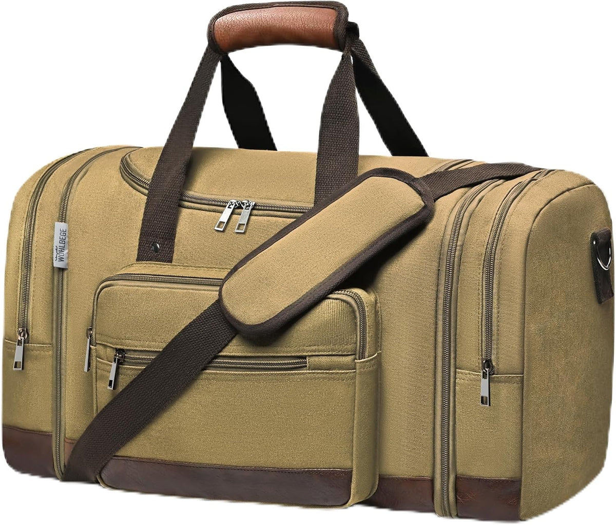 50L Expandable Canvas Duffle Bag Weekender Travel Carry On Gym