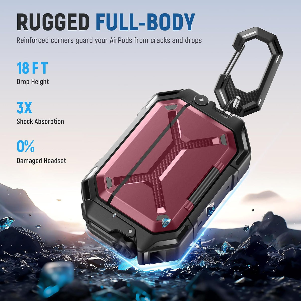 MOBOSI IP68 Waterproof Case for AirPods Pro 3, Red