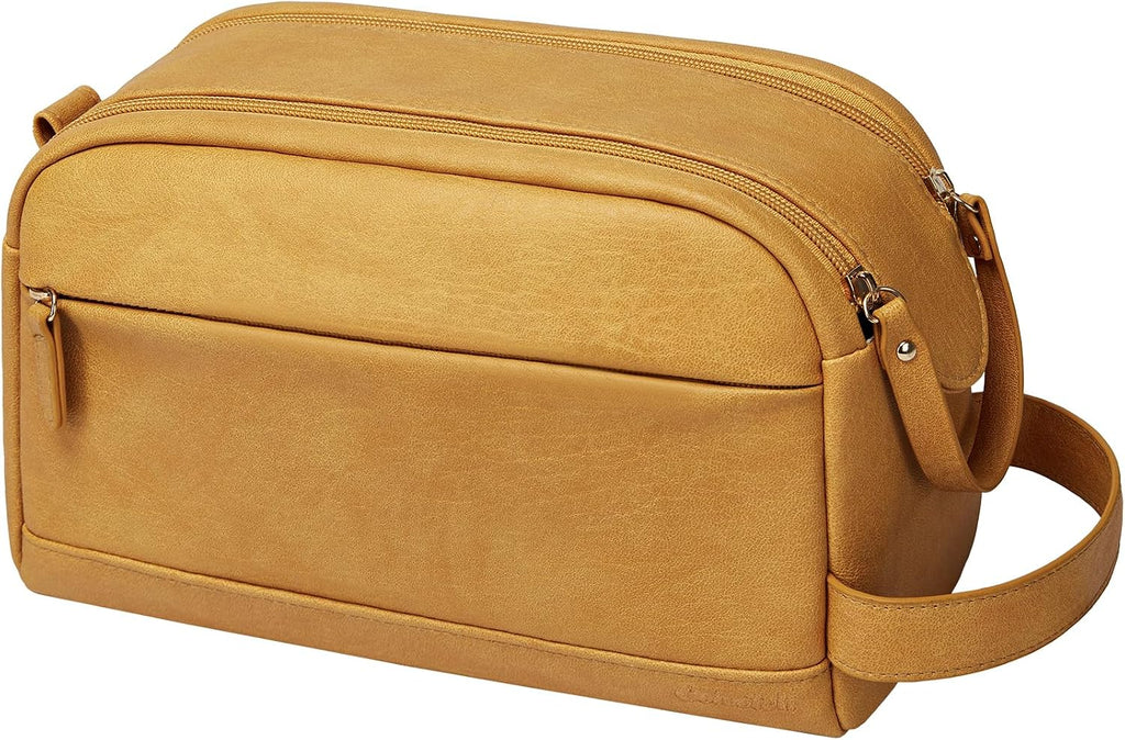 PU Leather Toiletry Bag for Men, Yellow
