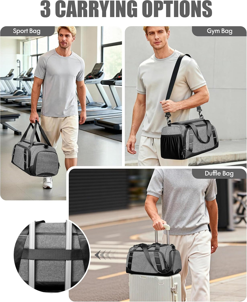 Small Gym Bag for Men, Travel Duffle Bag with Shoe Compartment