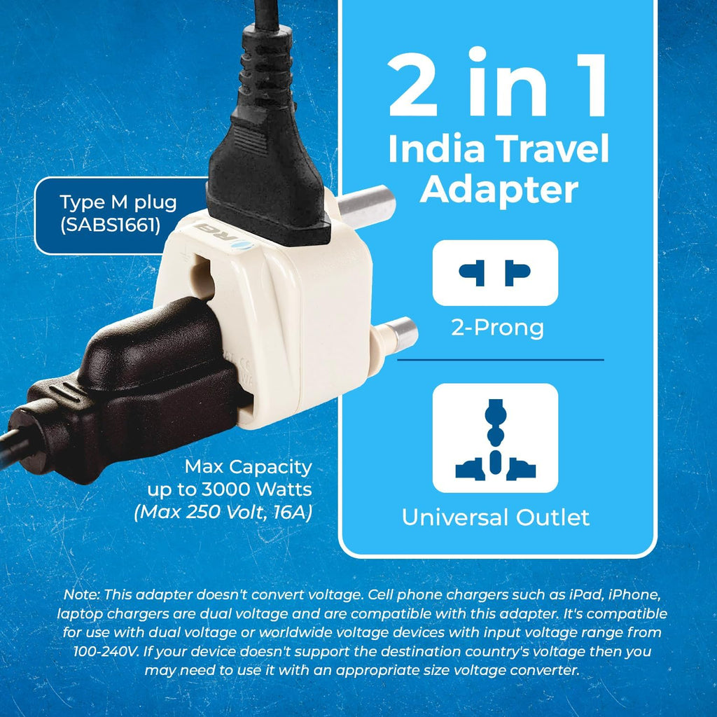 OREI Type M Travel Adapter Plug – USA to South Africa, Botswana, Namibia & More – CE Certified, RoHS Compliant – 300 Pack