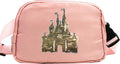 Magic Kingdom Sequin Belt Bag for Women Waterproof Waist Fanny Pack for Teen Girls Crossbody Bags for Traveling Jogging (pinkA)