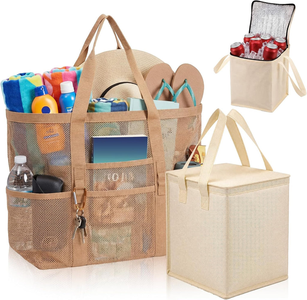 Shinylin 50l Mesh Beach Bag with Cooler Set Picnic Pool