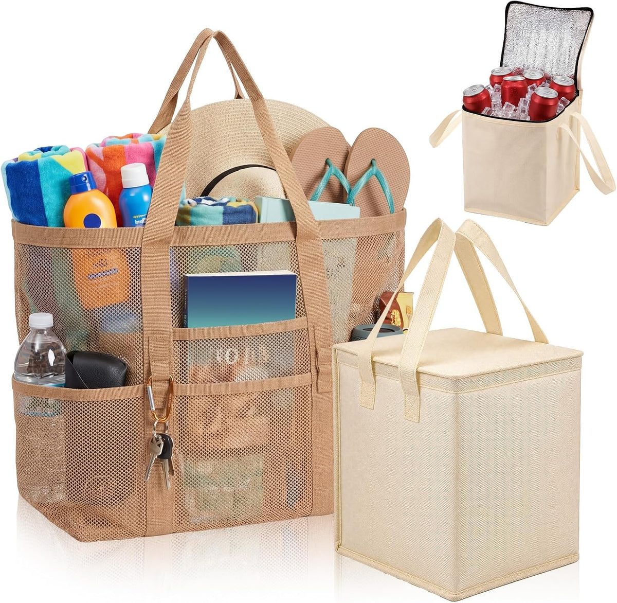 Shinylin 50l Mesh Beach Bag with Cooler Set Picnic Pool