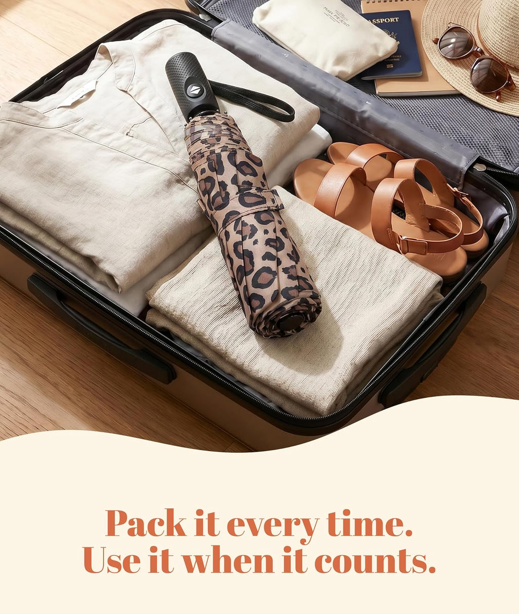 C&C California Compact Umbrella | Travel Umbrella Automatic Open and Close | Foldable Portable with Wrist Strap | Umbrellas for Rain