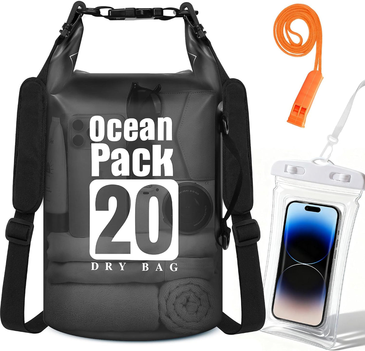 TILYMOL Waterproof Dry Bag Backpack for Kayaking, paddle boarding - 20L