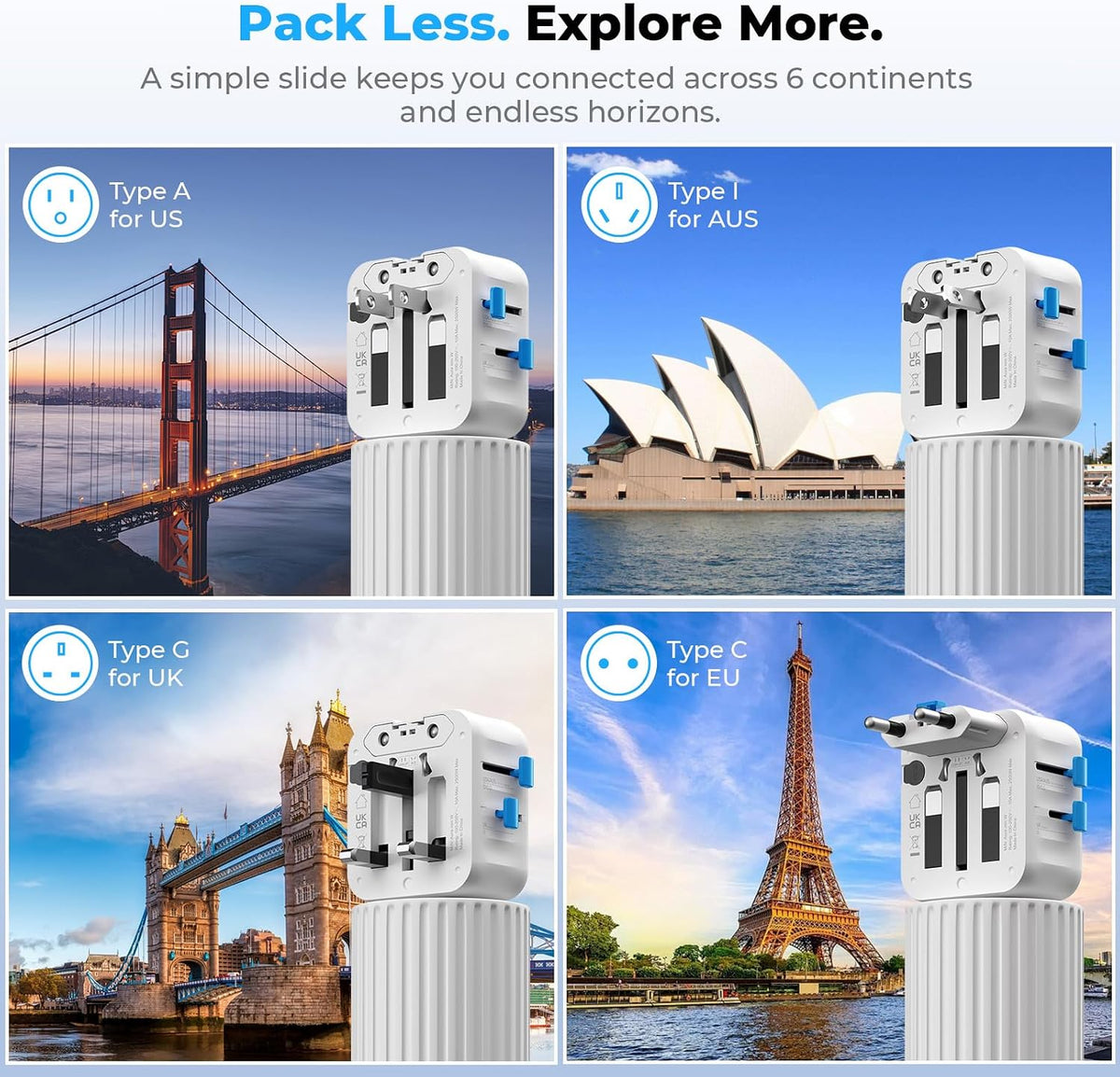 Aura Mini Global Plug 2 Pack, Pocket-Sized (Arctic White)