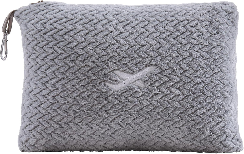 NEWCOSPLAY Travel Blanket with Storage Bag for Airplane Travel, Light Grey