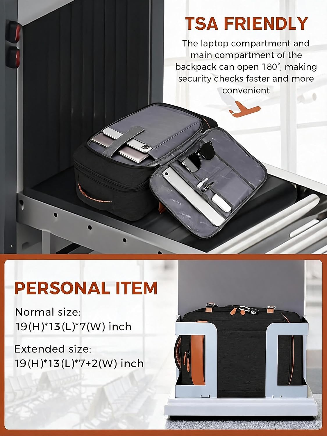 Vancropak 40L Travel Backpack for Men, Flight Approved Carry on Backpack