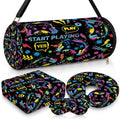 Moukeren 4 Pcs Video Game Travel Pillow and Blanket Set for Kids, Black