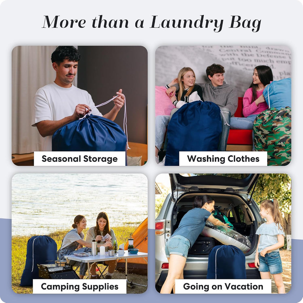 Handy Laundry Bags Nylon Extra Large - Heavy Duty - 2-Pack, Navy Blue