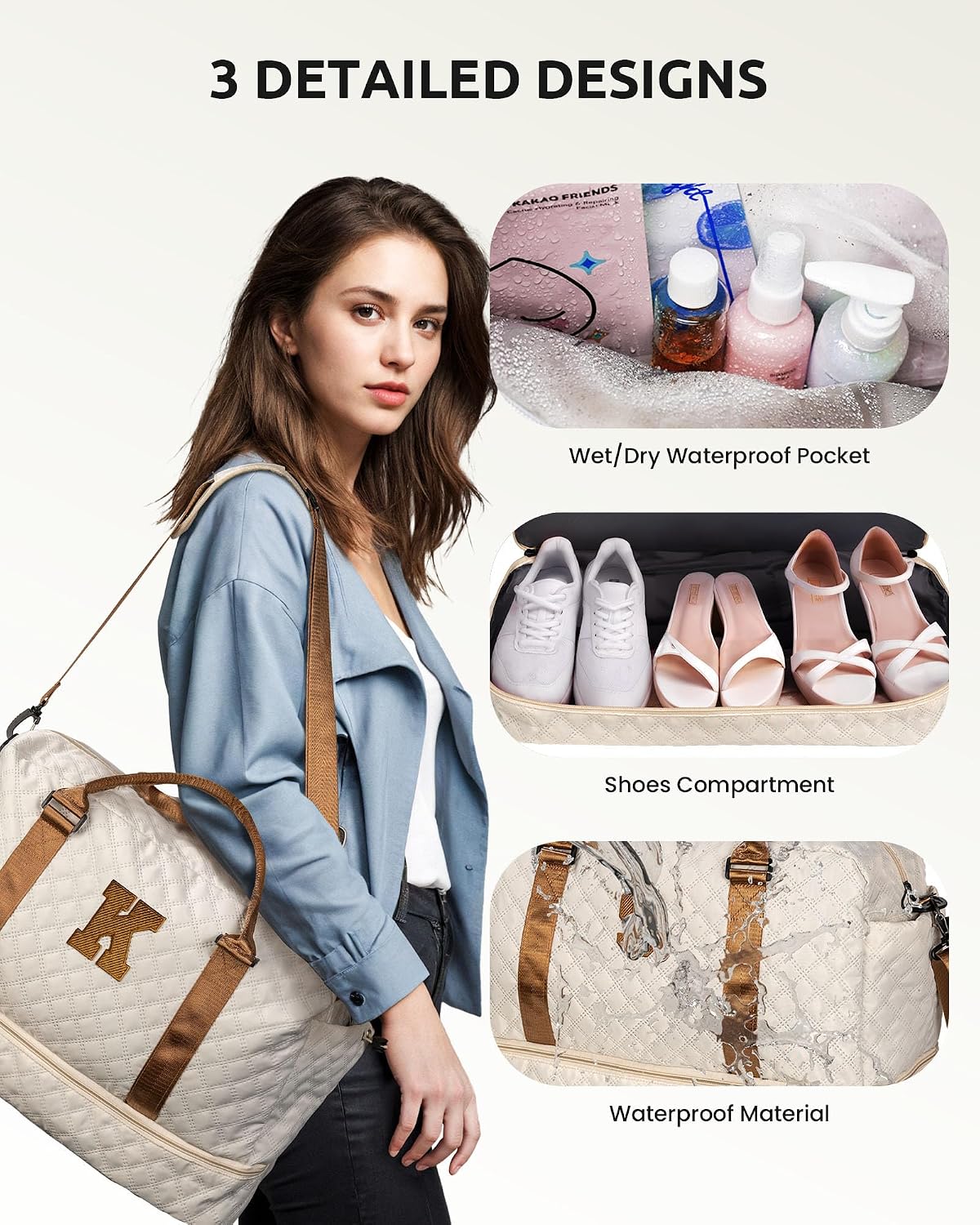 Girls/Kids Gifts Initial Duffle Bag with Shoe Compartment for Her