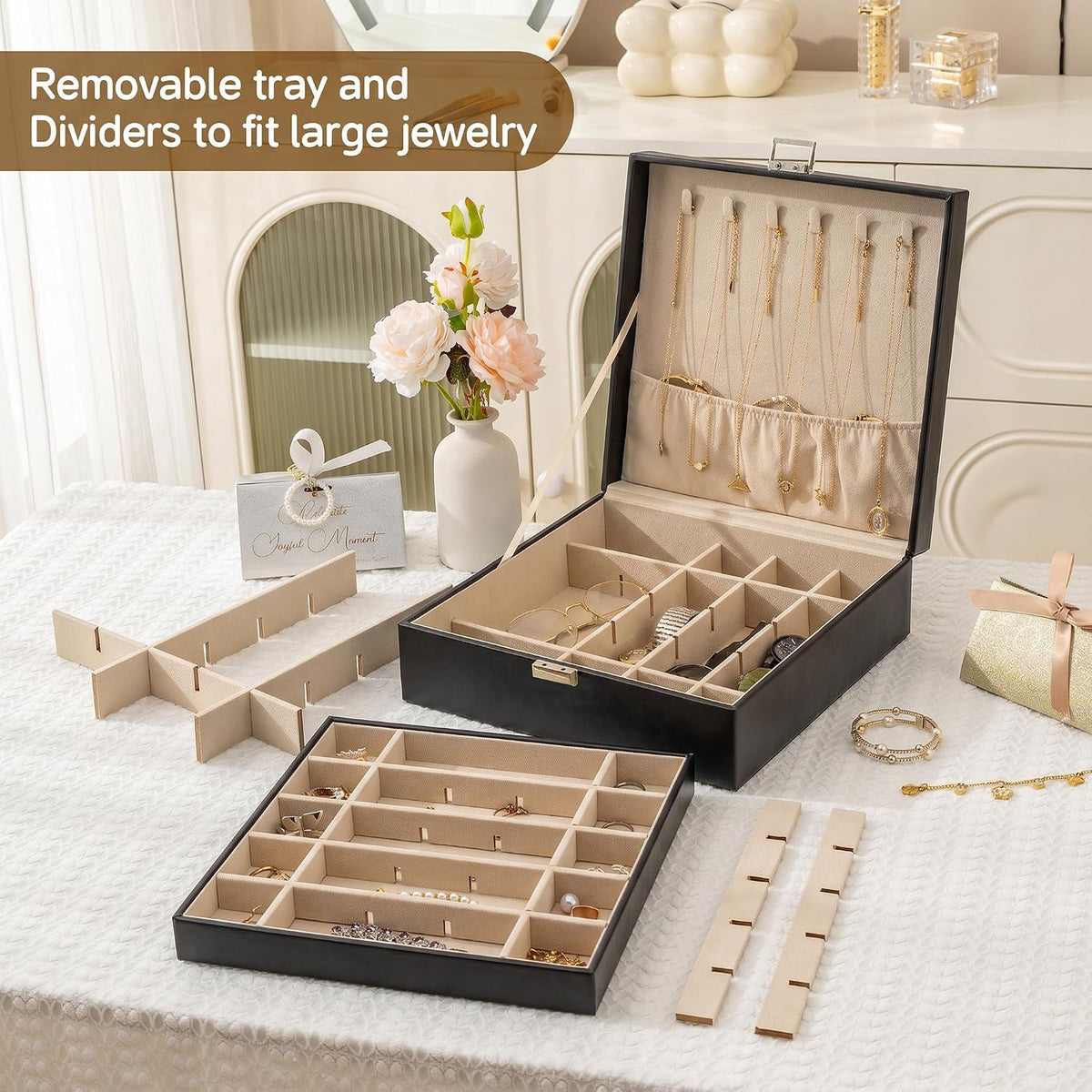 Frebeauty 50 Grid Earring Holder Organizer,2 Layer Jewelry Box for Women