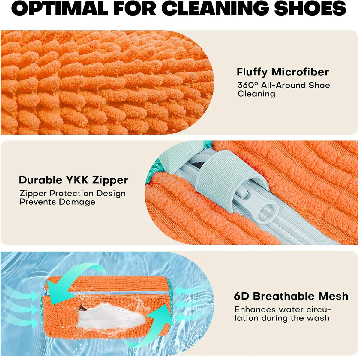 Shoe Washing Machine Bag: Laundry Shoe Bag for Washer and Dryer - 2pc Reusable Shoe Cleaning Bag for Sneaker Tennis Shoes Unstain Cleaner Kit(Orange 2 Pcs)