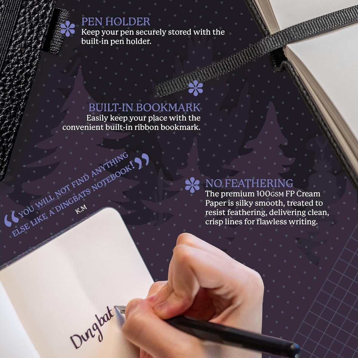 Dingbats* Wildlife A6 Grid Pocket Notebook - PU Leather Hardcover - Small Writing Journal for Work, Travel - Pocket, Elastic Closure, Bookmark