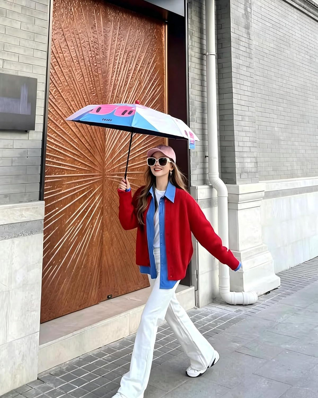 Cute Cartoon Umbrella, UPF 50+ Compact for Women
