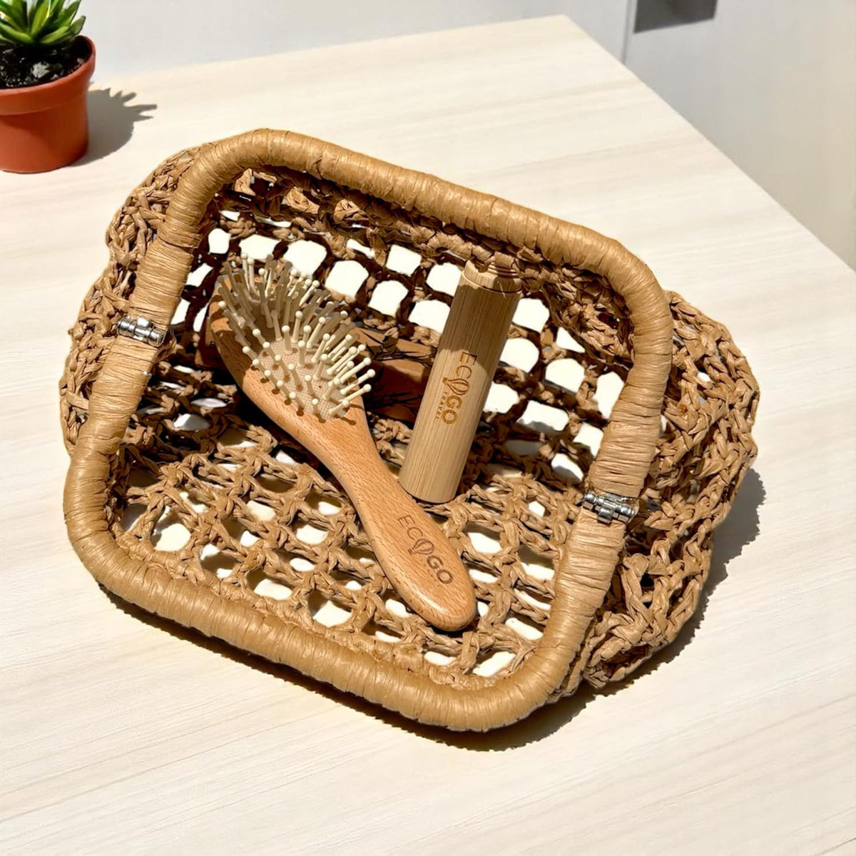Small Wooden Hair Brush – Bamboo Bristle Brush – Compact, Travel-Friendly, Fits in Purse or Pocket – Great Gift Idea for Women, Men & Kids – Scalp Massage, Ergonomic Handle