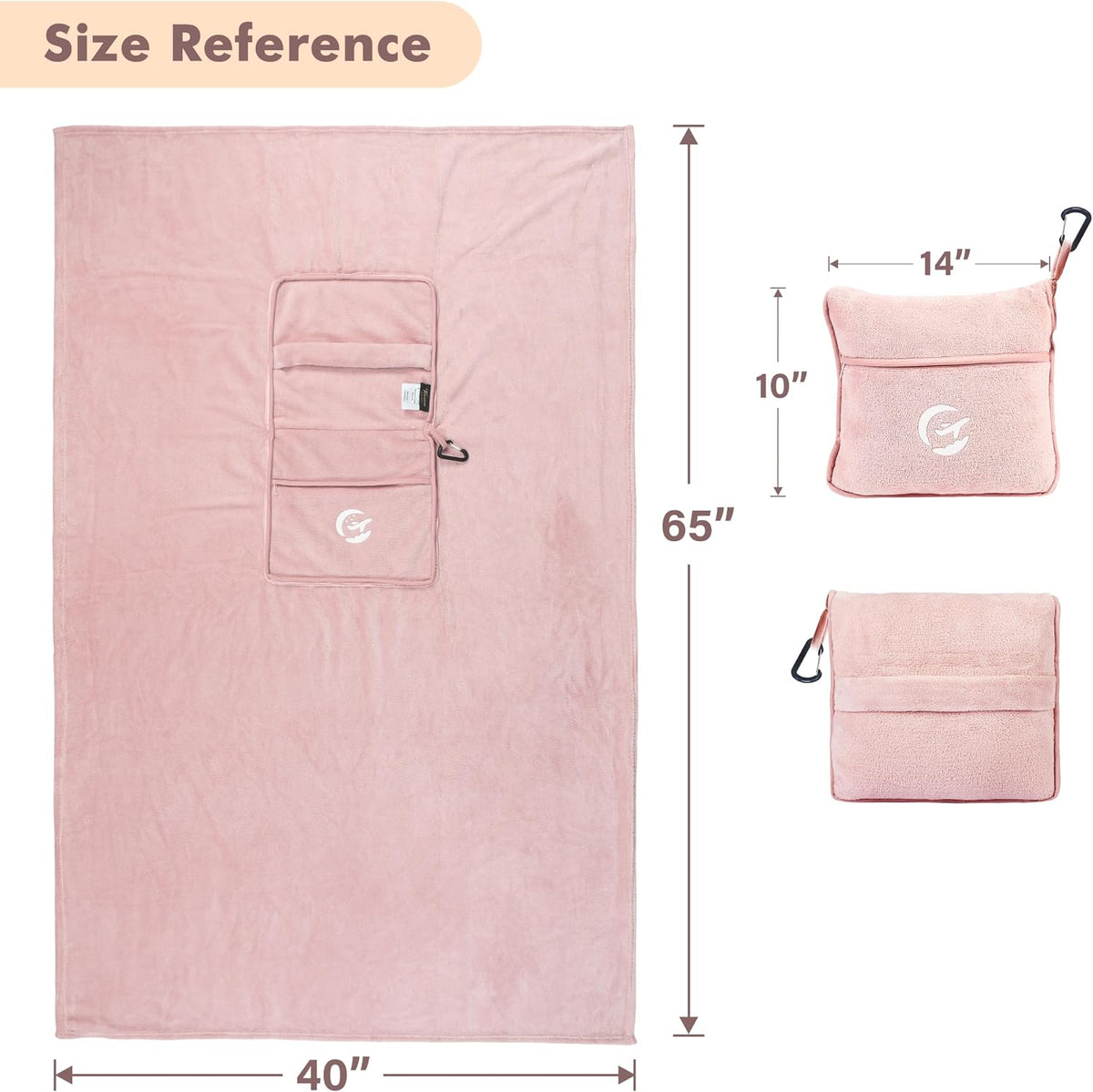 Tirrinia Travel Blanket Airplane Compact with Bag, Travel Pillow Blanket